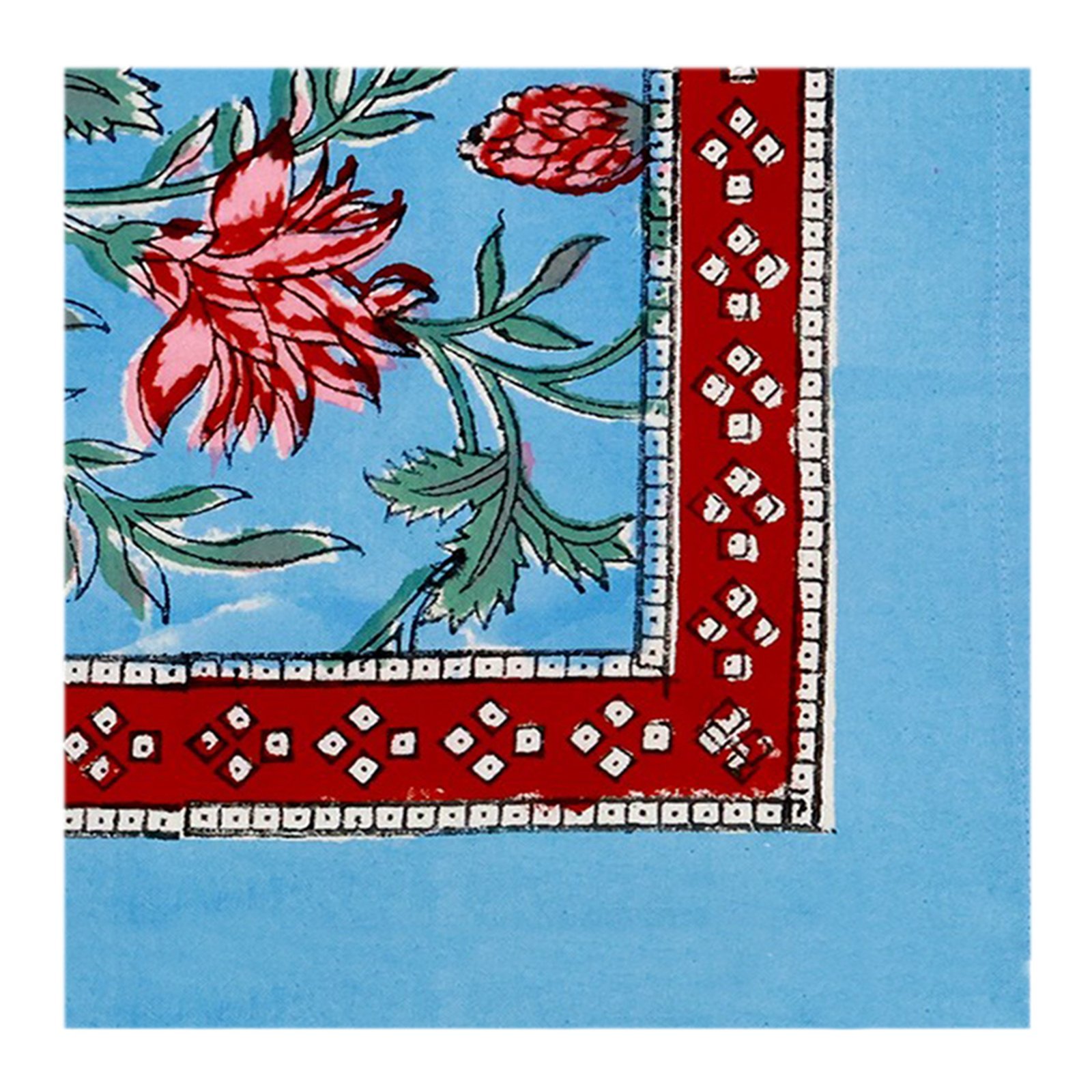 Cotton Handblock Printed Rectangle Napkin with Handmade Craft - Image 3