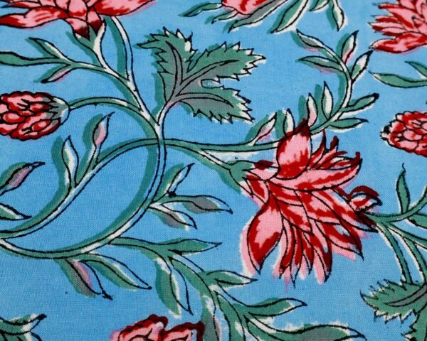 Cotton Handblock Printed Rectangle Napkin with Handmade Craft - Image 4