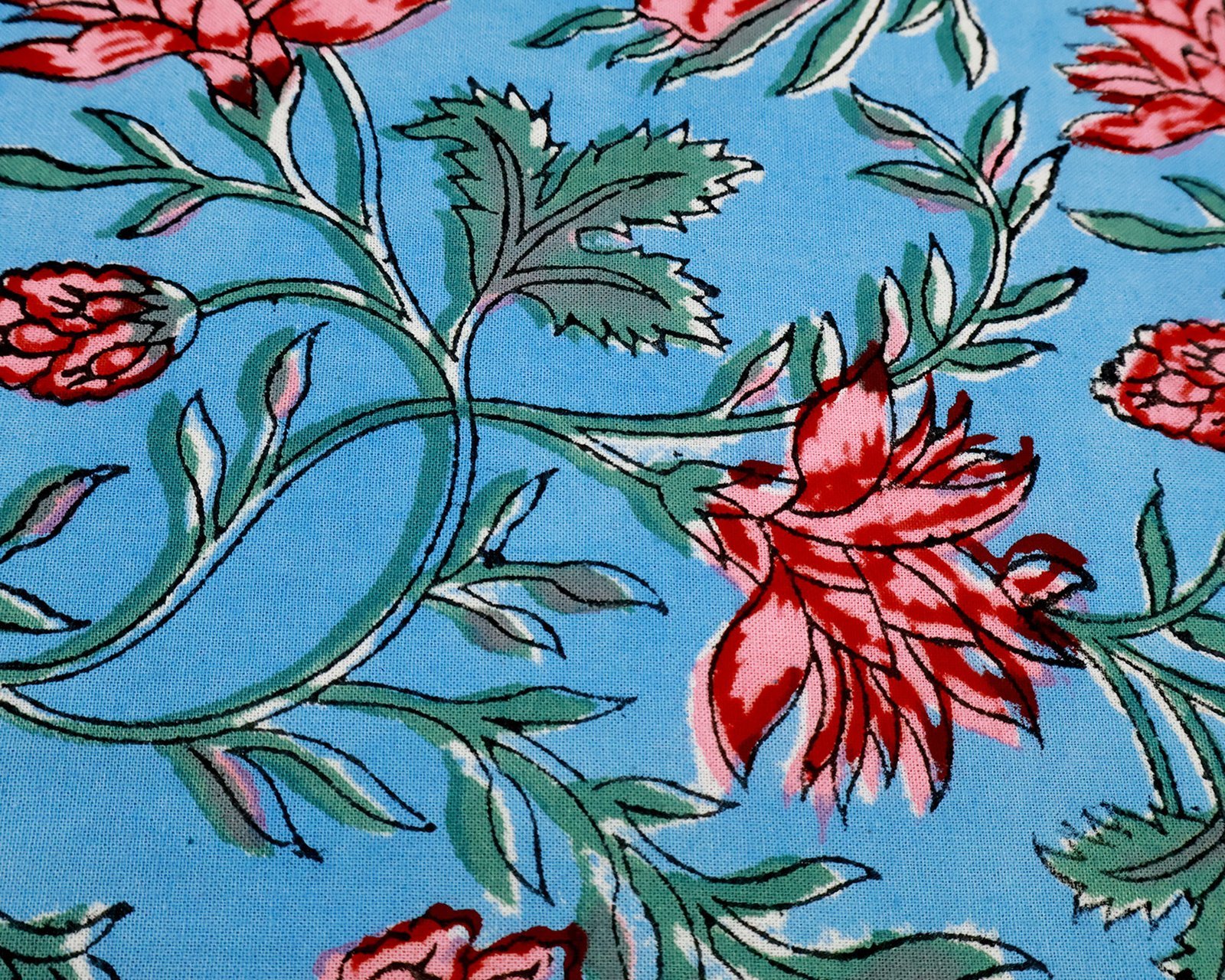 Cotton Handblock Printed Rectangle Napkin with Handmade Craft - Image 4
