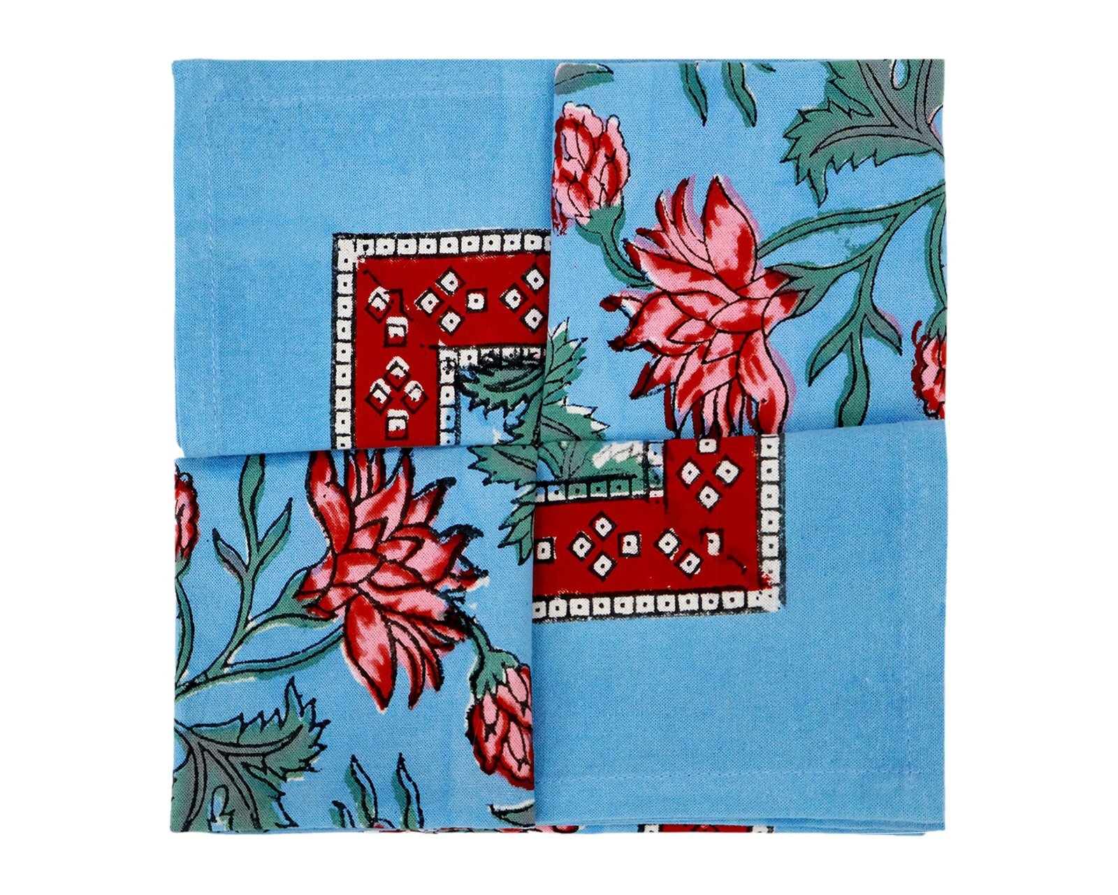 Cotton Handblock Printed Rectangle Napkin with Handmade Craft - Image 7