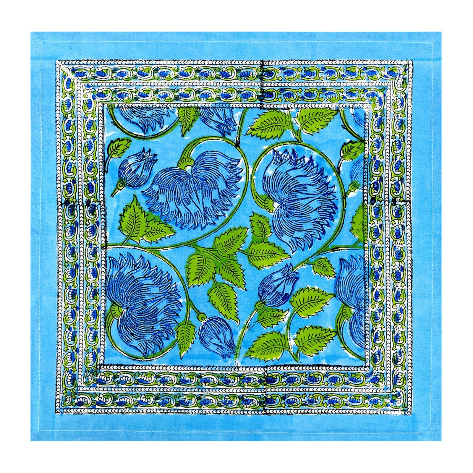 Cotton Handblock Printed Square Napkin for Luxury Homes