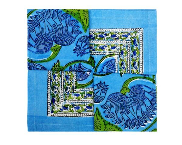 Cotton Handblock Printed Square Napkin for Luxury Homes - Image 5
