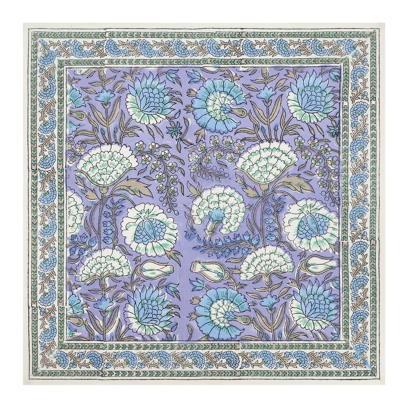 デザイナー ハンドブロック プリント 長方形 ナプキン 日本語 リビング