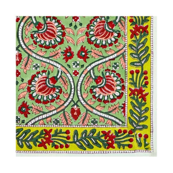 Designer Handblock Printed Square Napkin with Unique Artwork - Image 3