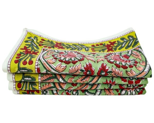 Designer Handblock Printed Square Napkin with Unique Artwork - Image 6