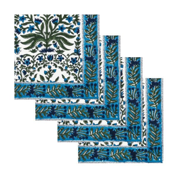 Handmade Handblock Printed Square Napkin with Artistic Prints - Image 4