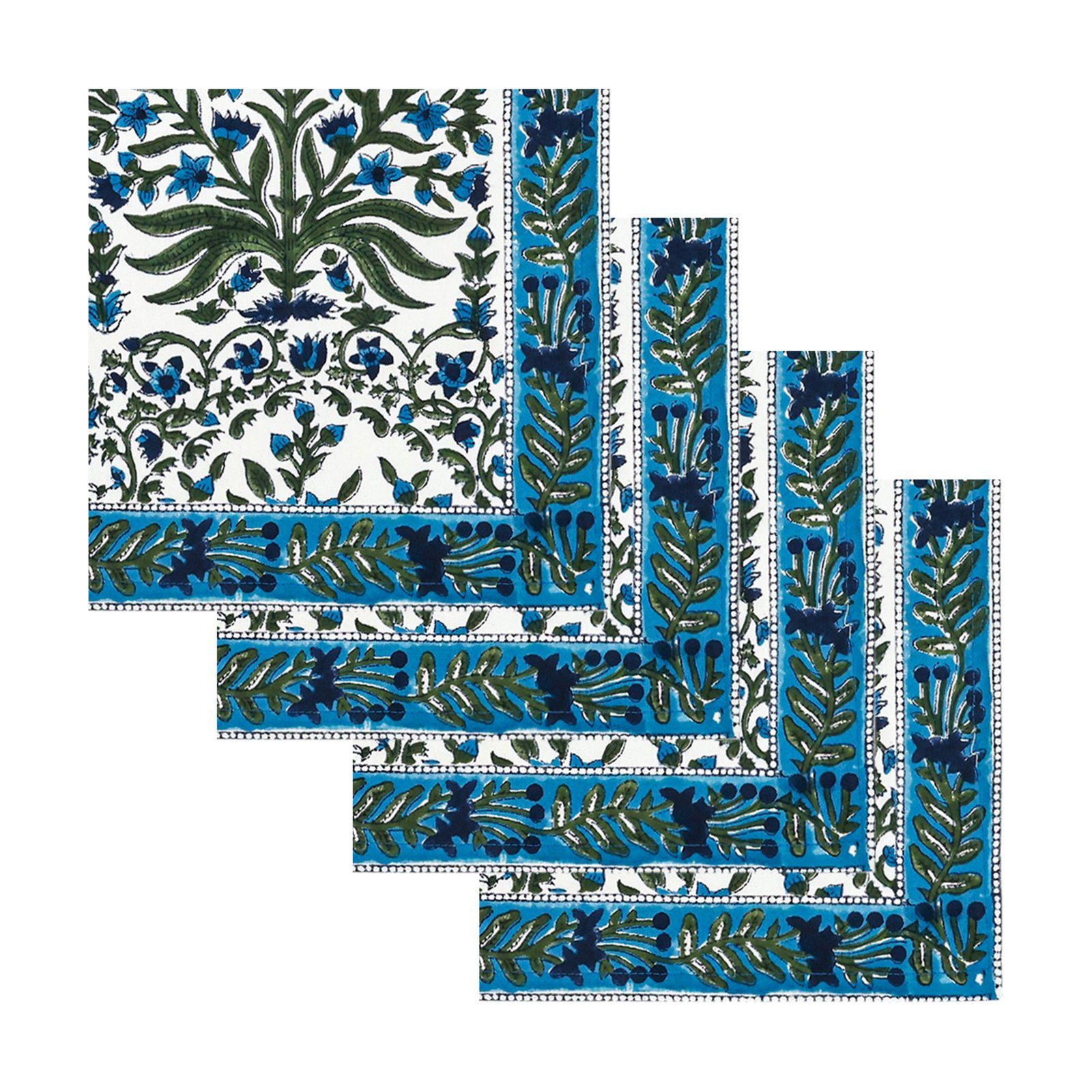 Handmade Handblock Printed Square Napkin with Artistic Prints - Image 4