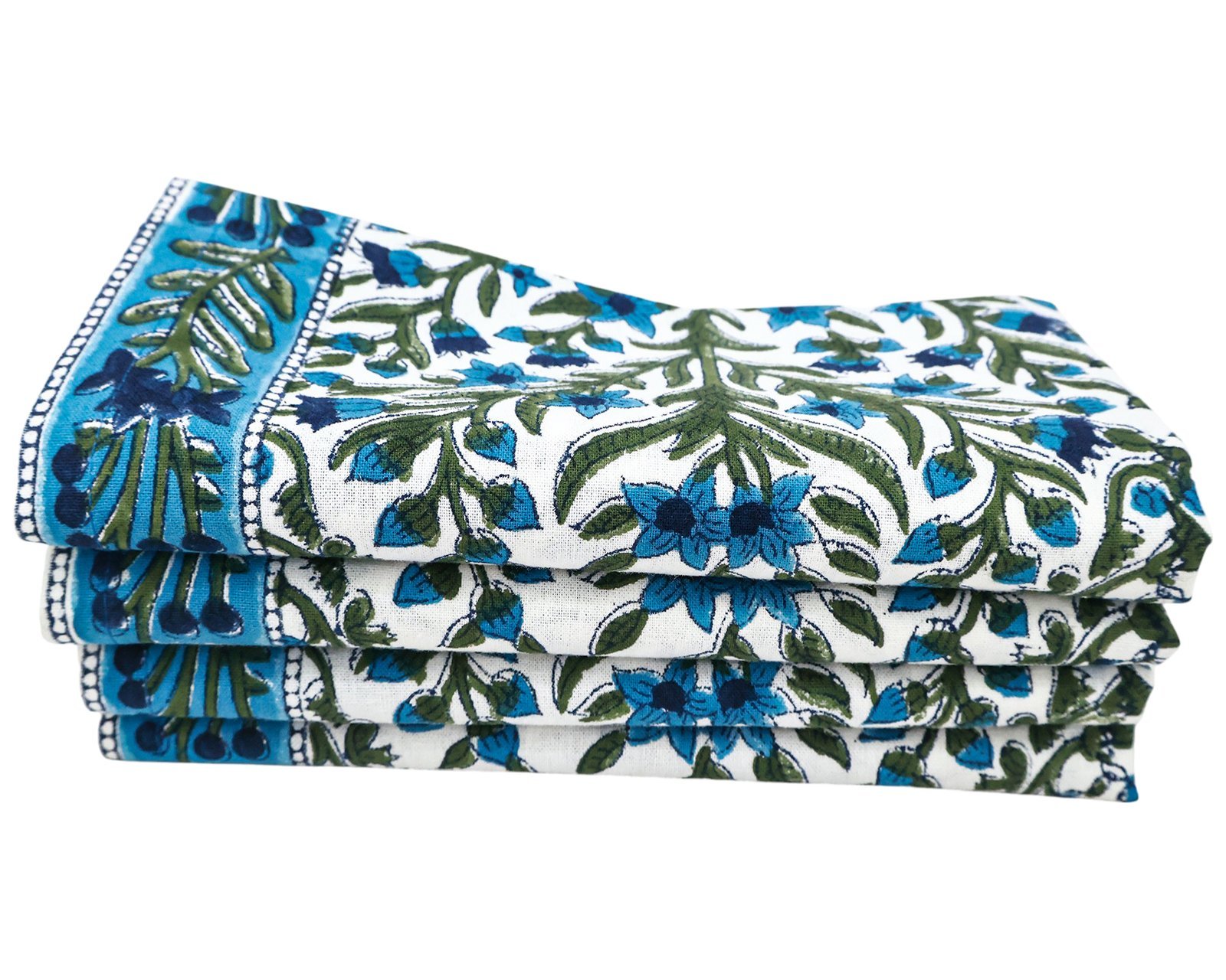 Handmade Handblock Printed Square Napkin with Artistic Prints - Image 5