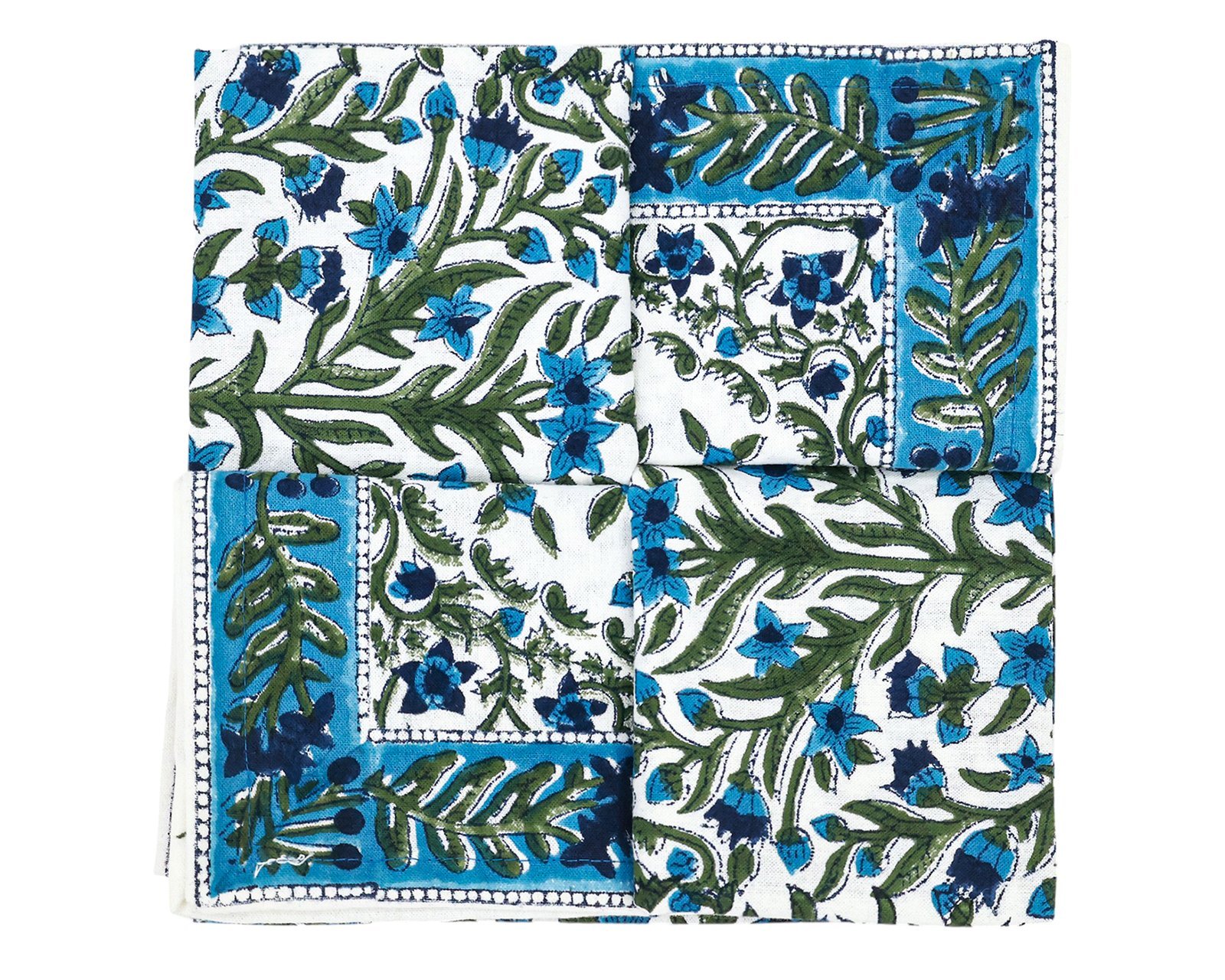 Handmade Handblock Printed Square Napkin with Artistic Prints - Image 7