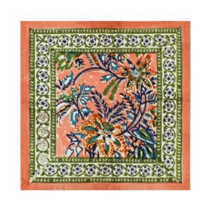 Designer Handblock Printed Square Napkin with Unique Artwork Designer Handblock Printed Square Napkin with Unique Artwork