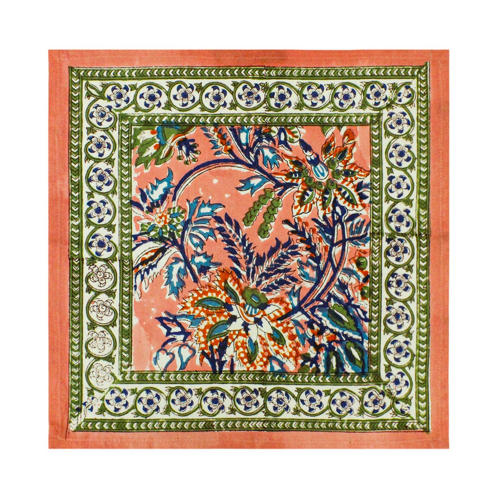 Designer Handblock Printed Square Napkin with Unique Artwork