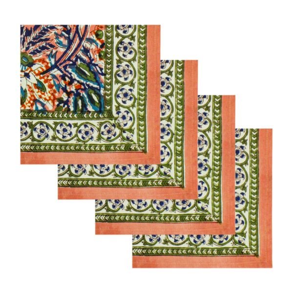 Designer Handblock Printed Square Napkin with Unique Artwork - Image 2