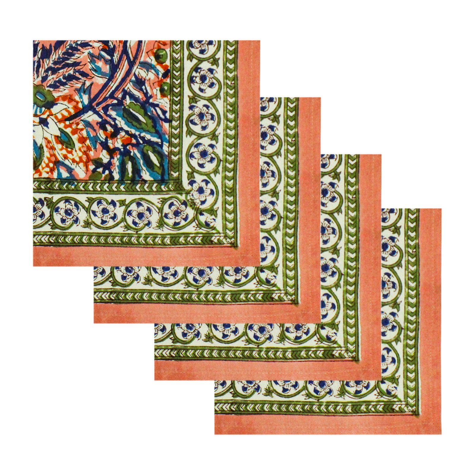 Designer Handblock Printed Square Napkin with Unique Artwork - Image 2
