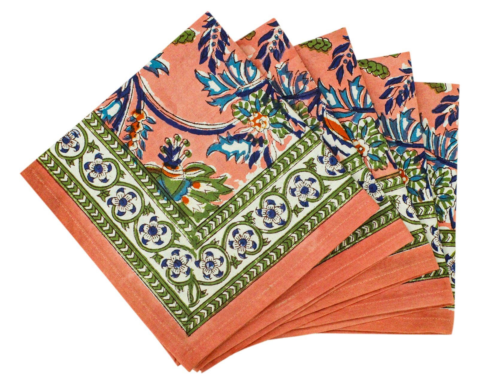 Designer Handblock Printed Square Napkin with Unique Artwork - Image 5