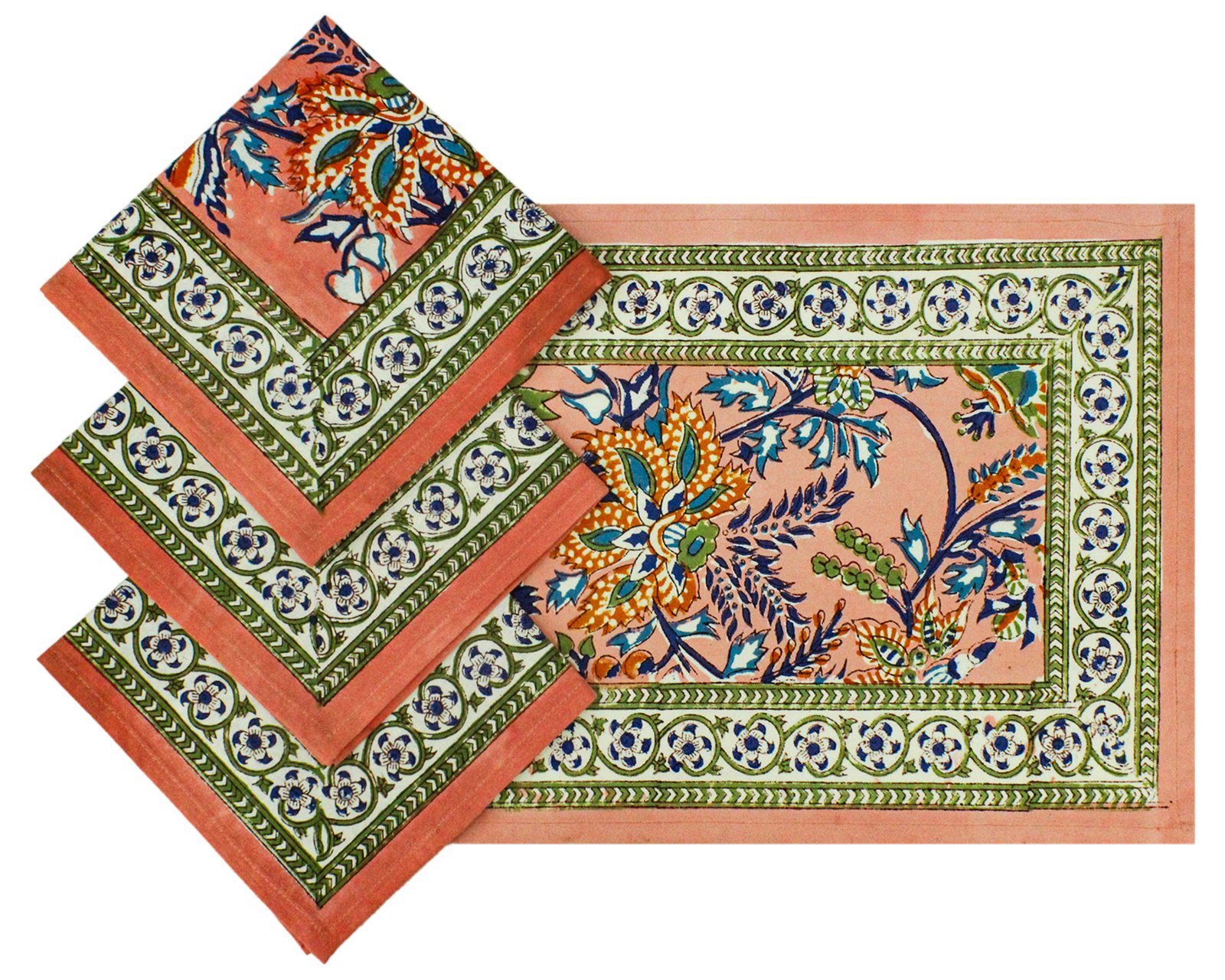 Designer Handblock Printed Square Napkin with Unique Artwork - Image 6