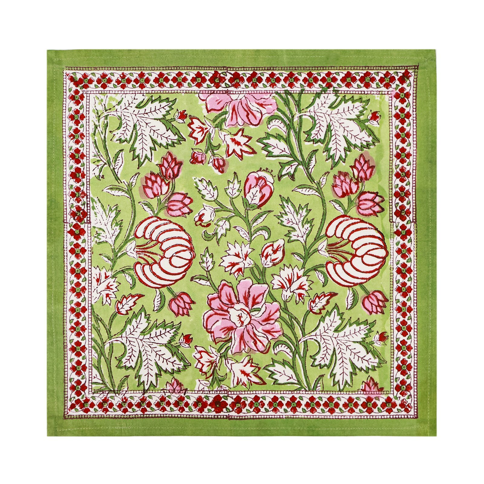 Eco-Friendly Handblock Printed Square Napkin for Stylish Dining Rooms