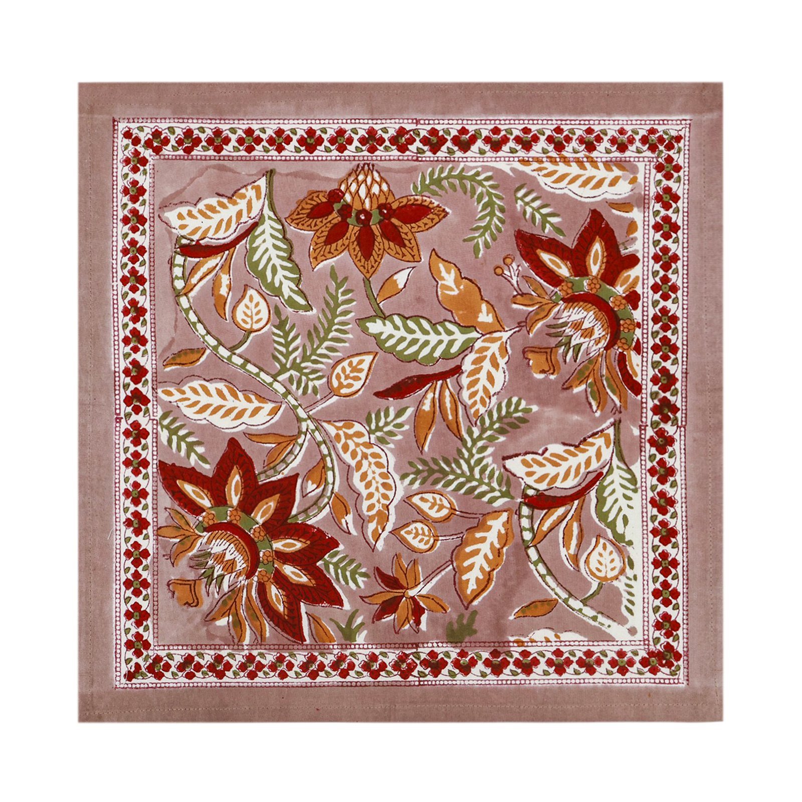 Handmade Handblock Printed Square Napkin with Artistic Prints