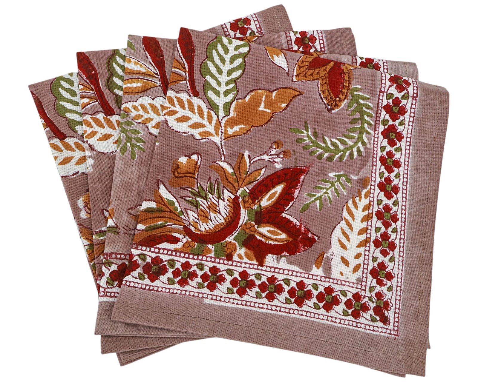 Handmade Handblock Printed Square Napkin with Artistic Prints - Image 5