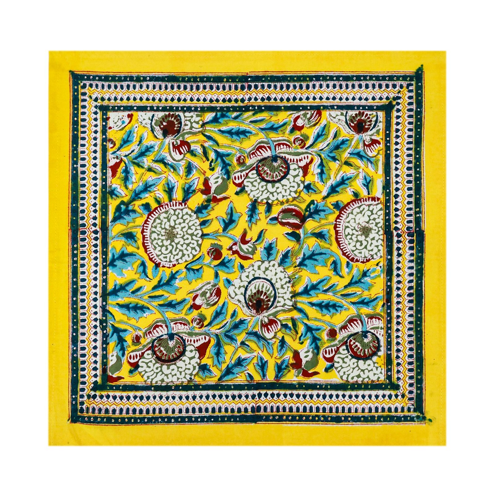 Cotton Handblock Printed Rectangle Napkin with Handmade Craft