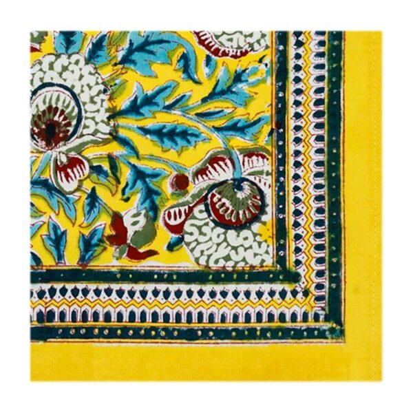 Cotton Handblock Printed Rectangle Napkin with Handmade Craft - Image 3