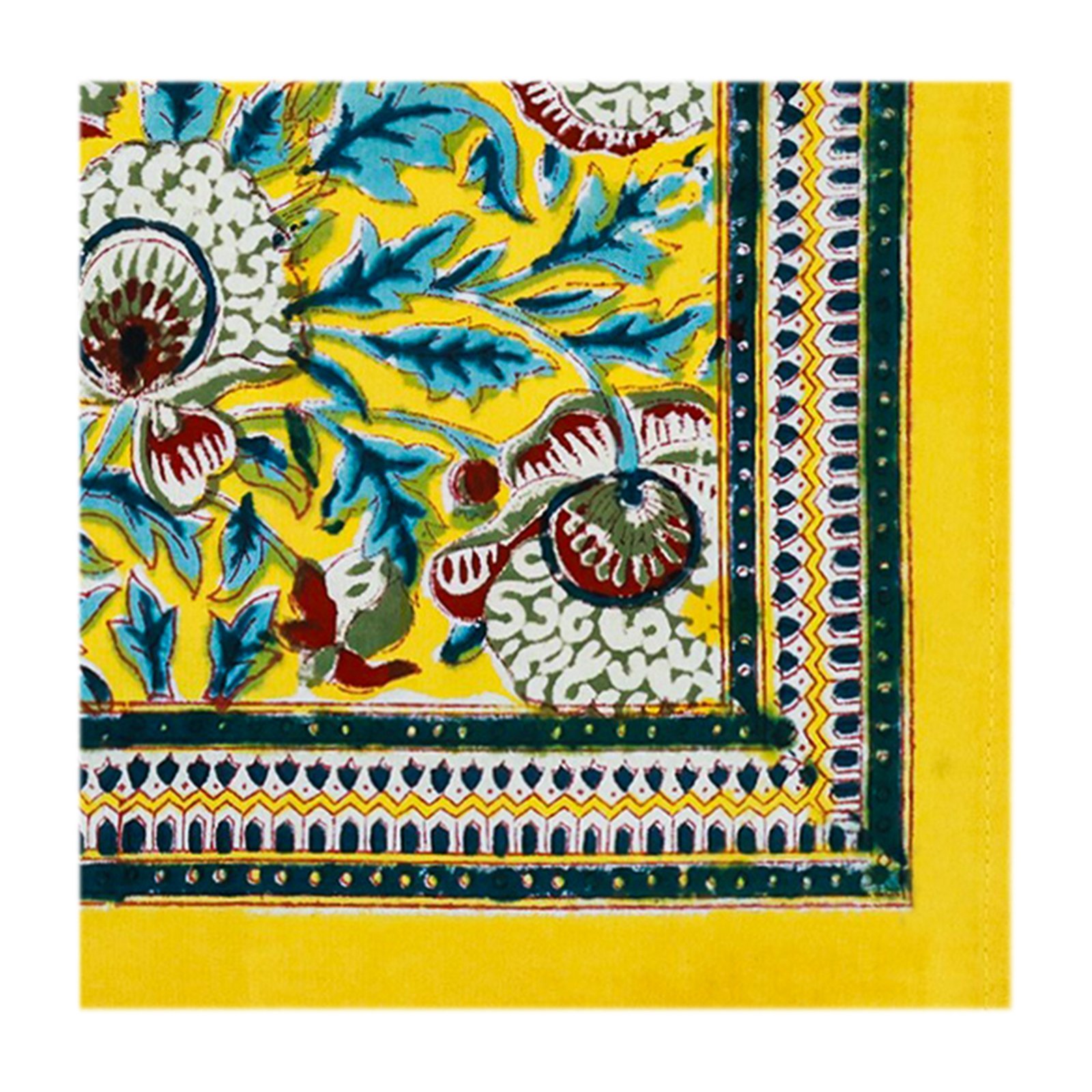 Cotton Handblock Printed Rectangle Napkin with Handmade Craft - Image 3