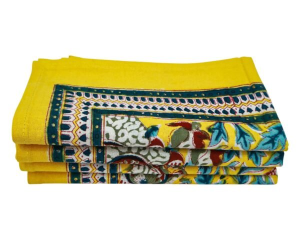 Cotton Handblock Printed Rectangle Napkin with Handmade Craft - Image 5