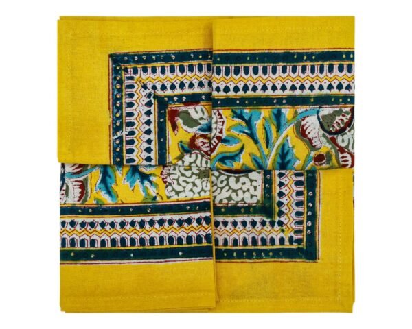 Cotton Handblock Printed Rectangle Napkin with Handmade Craft - Image 6