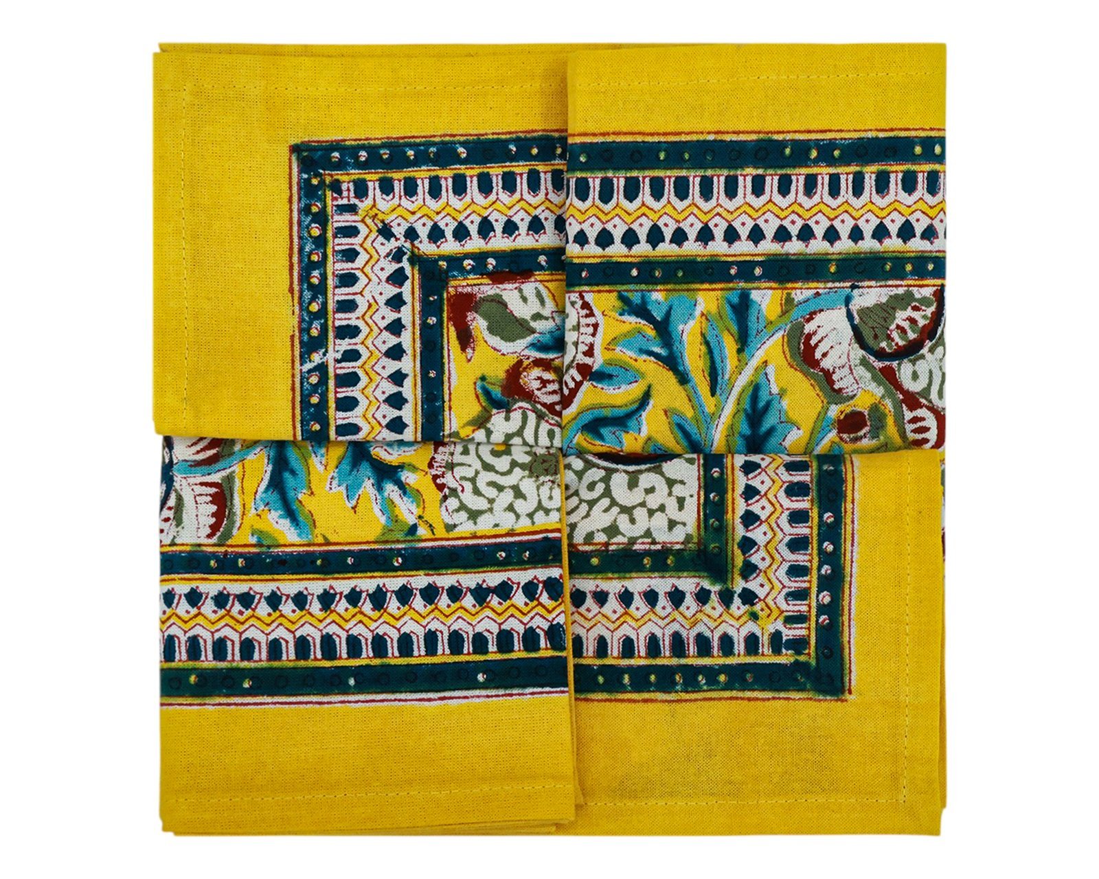 Cotton Handblock Printed Rectangle Napkin with Handmade Craft - Image 6