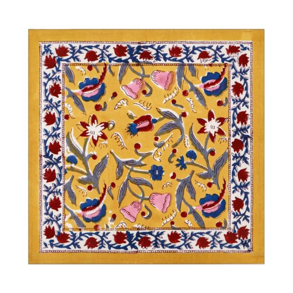 Traditional Handblock Printed Rectangle Napkin with Vibrant Colors