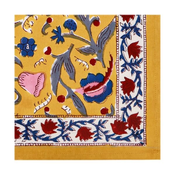 Traditional Handblock Printed Rectangle Napkin with Vibrant Colors - Image 3