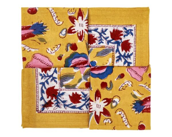 Traditional Handblock Printed Rectangle Napkin with Vibrant Colors - Image 6