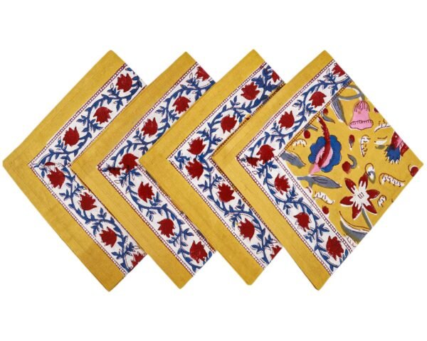 Traditional Handblock Printed Rectangle Napkin with Vibrant Colors - Image 7