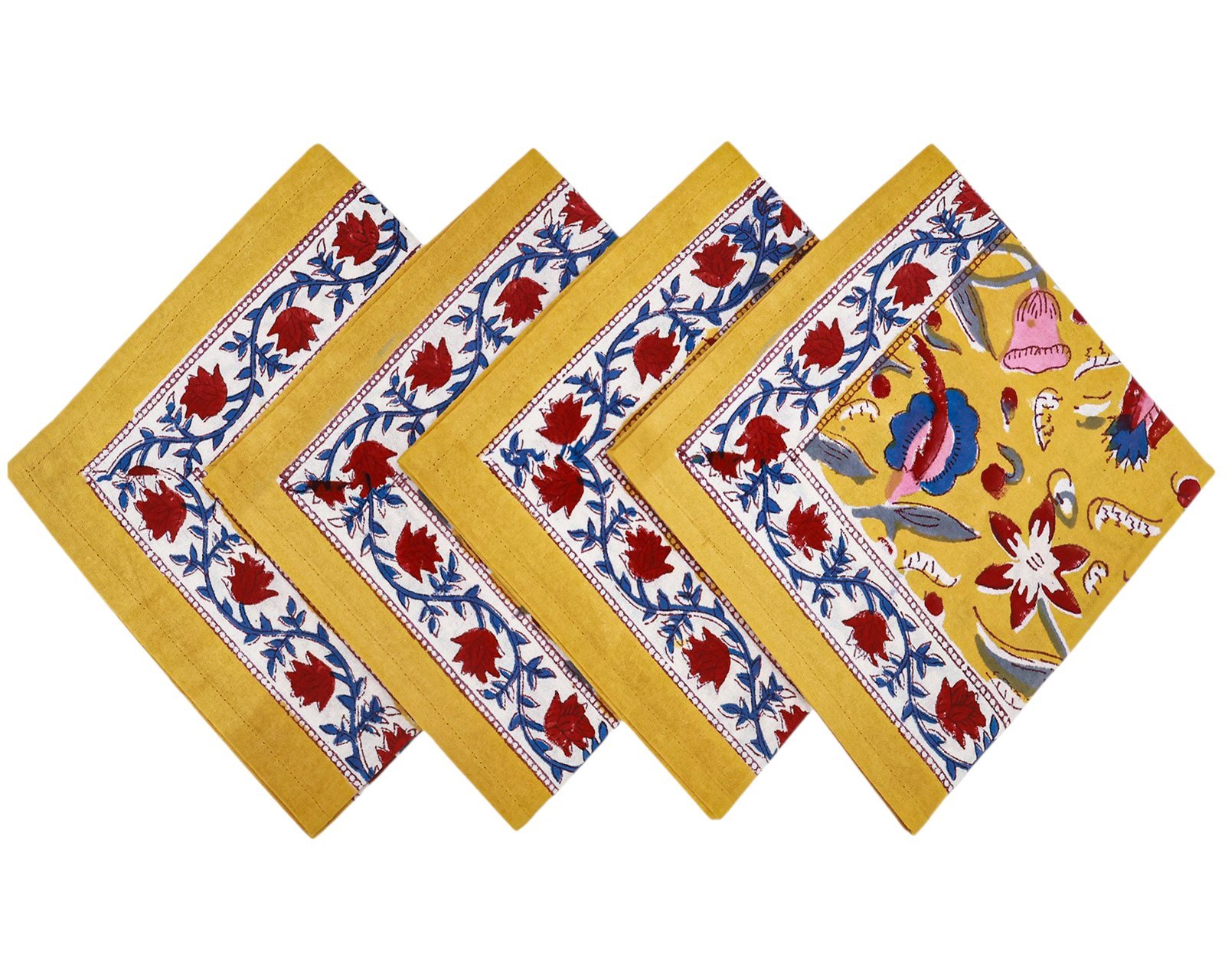 Traditional Handblock Printed Rectangle Napkin with Vibrant Colors - Image 7