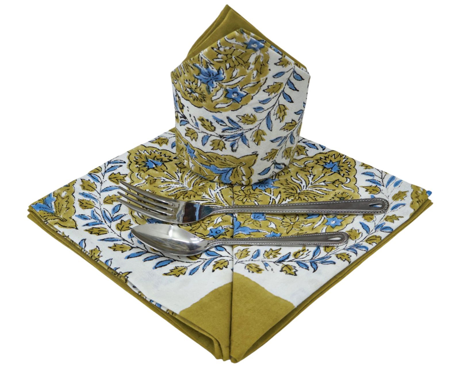 Traditional Handblock Printed Square Napkin for Small Tables - Image 7