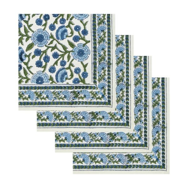 Cotton Handblock Printed Rectangle Napkin with Handmade Craft - Image 2
