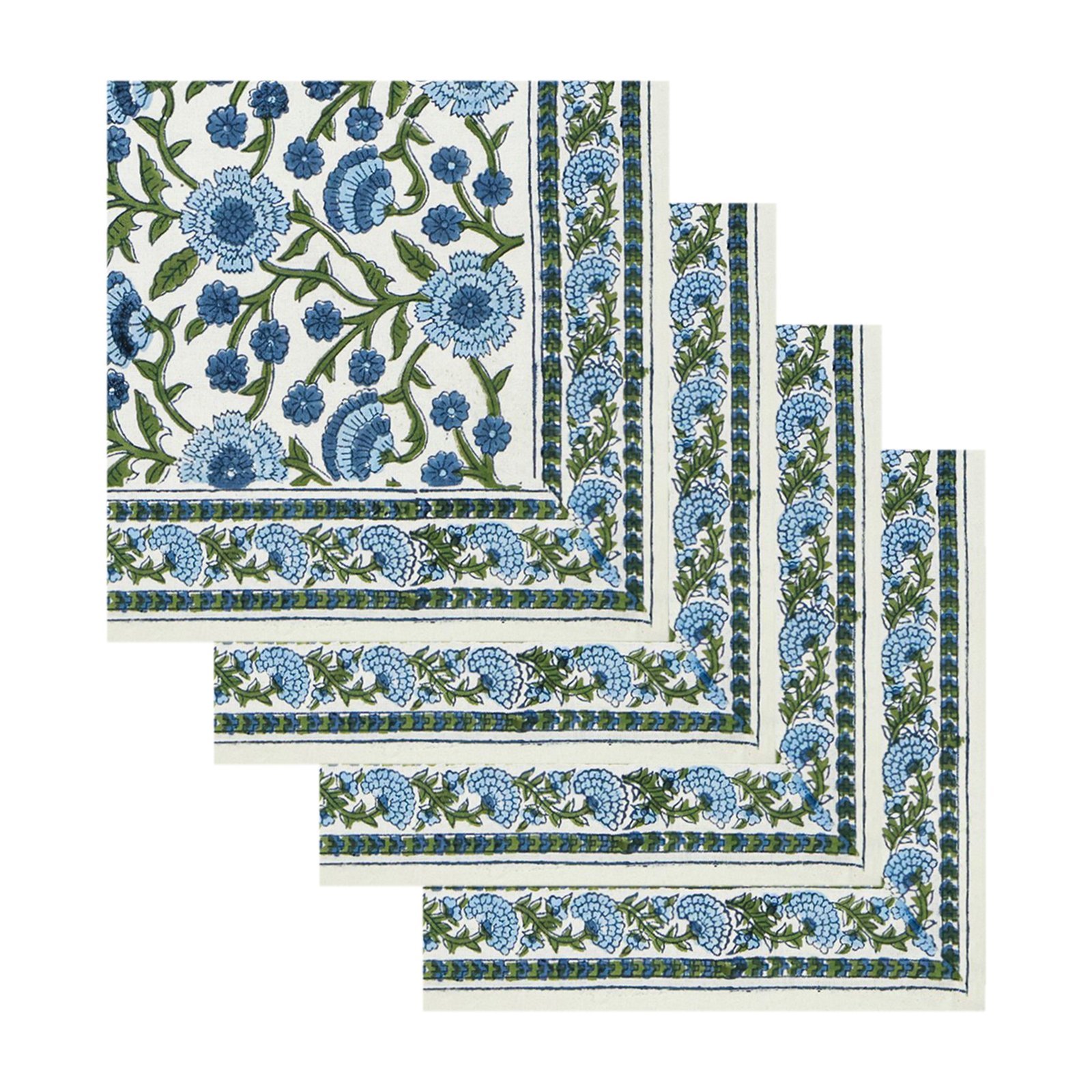 Cotton Handblock Printed Rectangle Napkin with Handmade Craft - Image 2