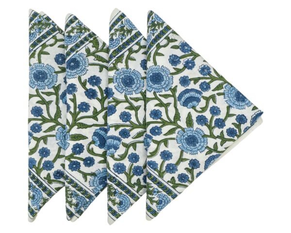 Cotton Handblock Printed Rectangle Napkin with Handmade Craft - Image 6