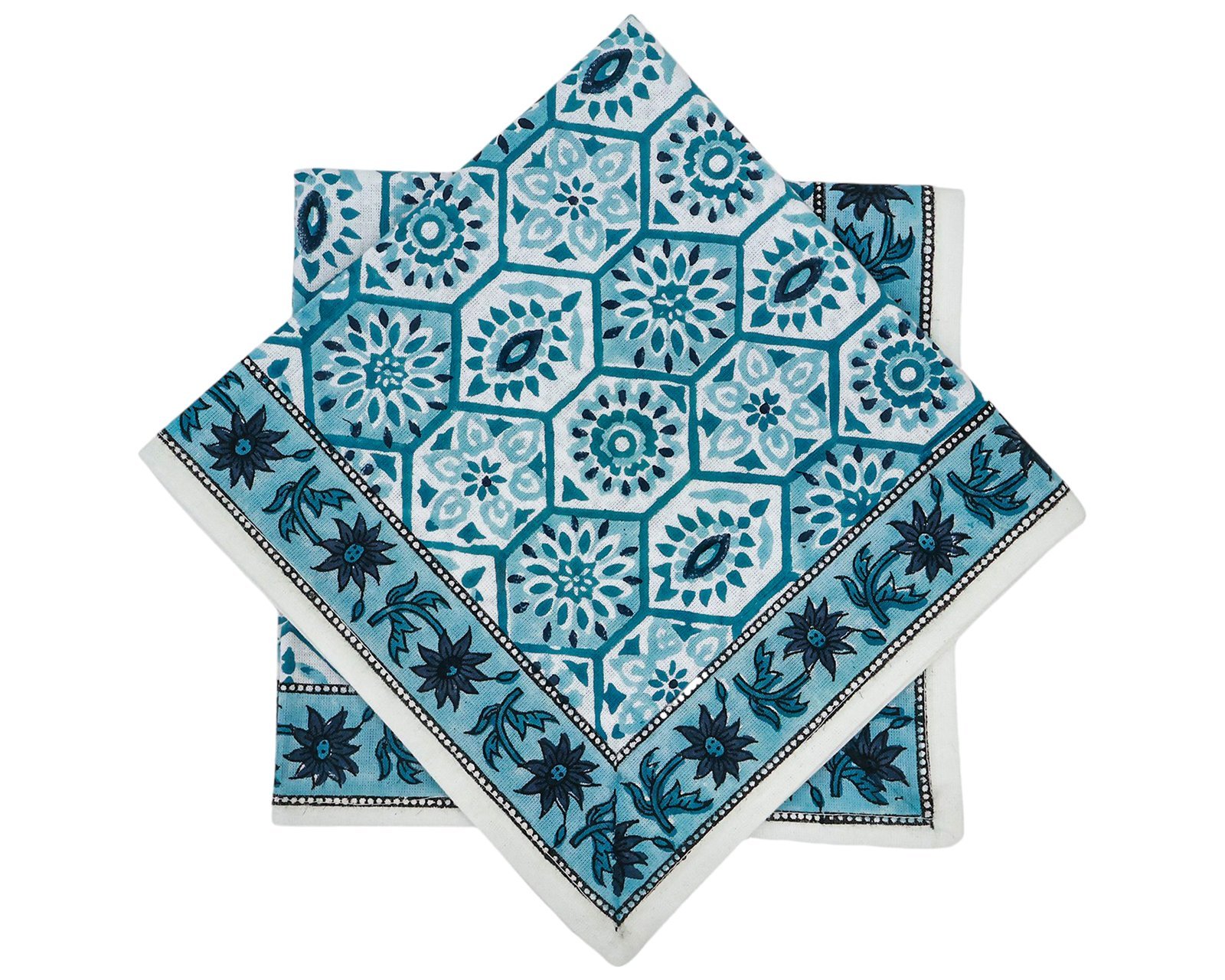 Modern Handblock Printed Square Napkin with Timeless Design