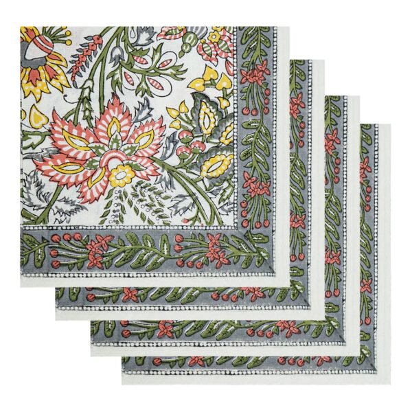 Designer Handblock Printed Square Napkin with Unique Artwork