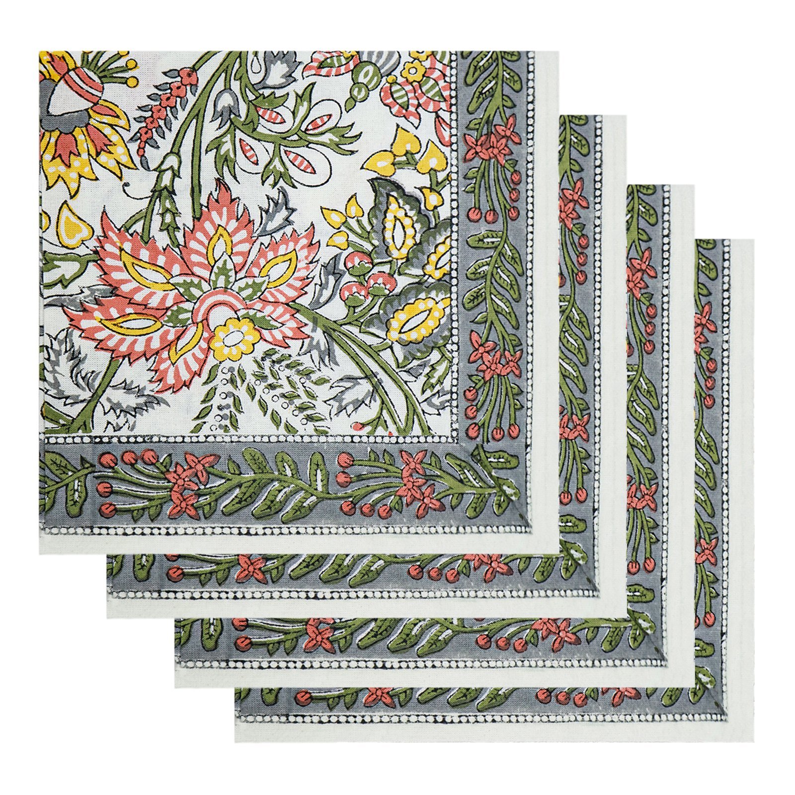 Designer Handblock Printed Square Napkin with Unique Artwork