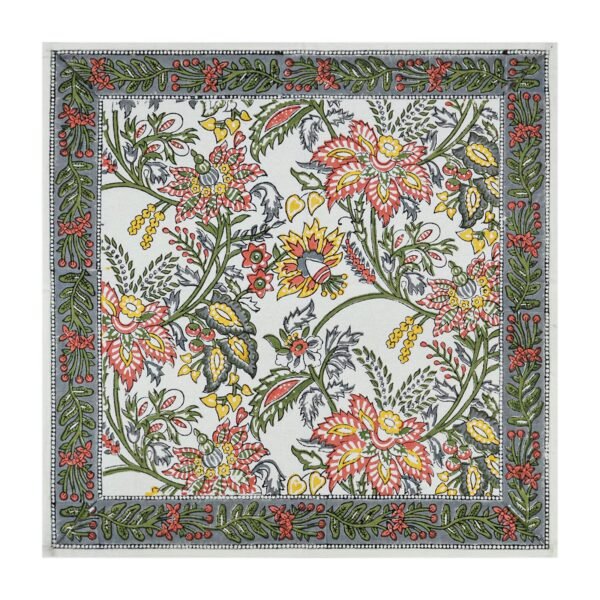Designer Handblock Printed Square Napkin with Unique Artwork - Image 2
