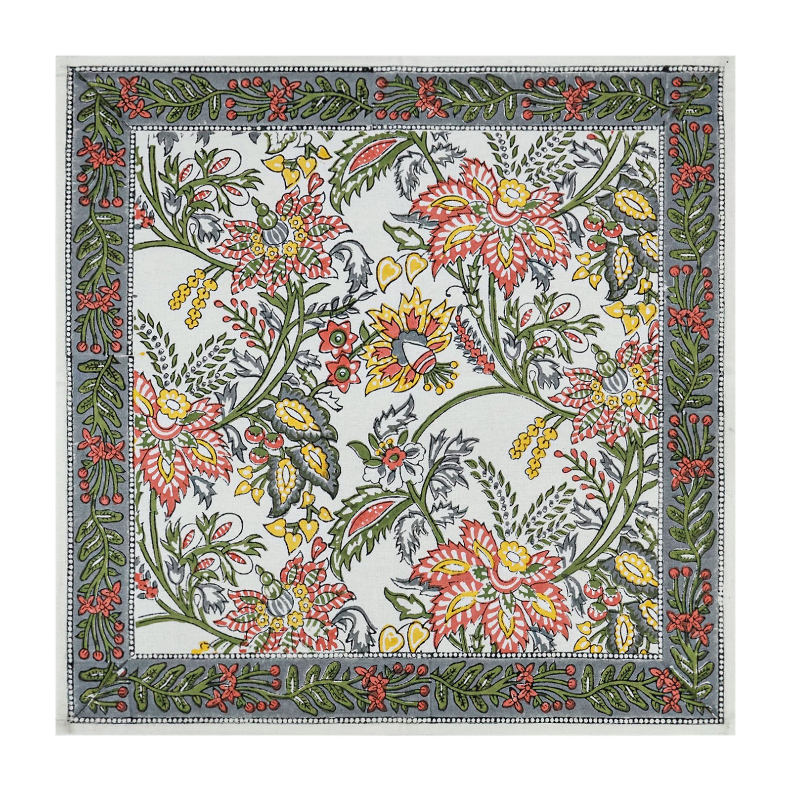 Designer Handblock Printed Square Napkin with Unique Artwork - Image 2