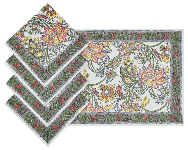 Designer Handblock Printed Square Napkin with Unique Artwork - Image 5