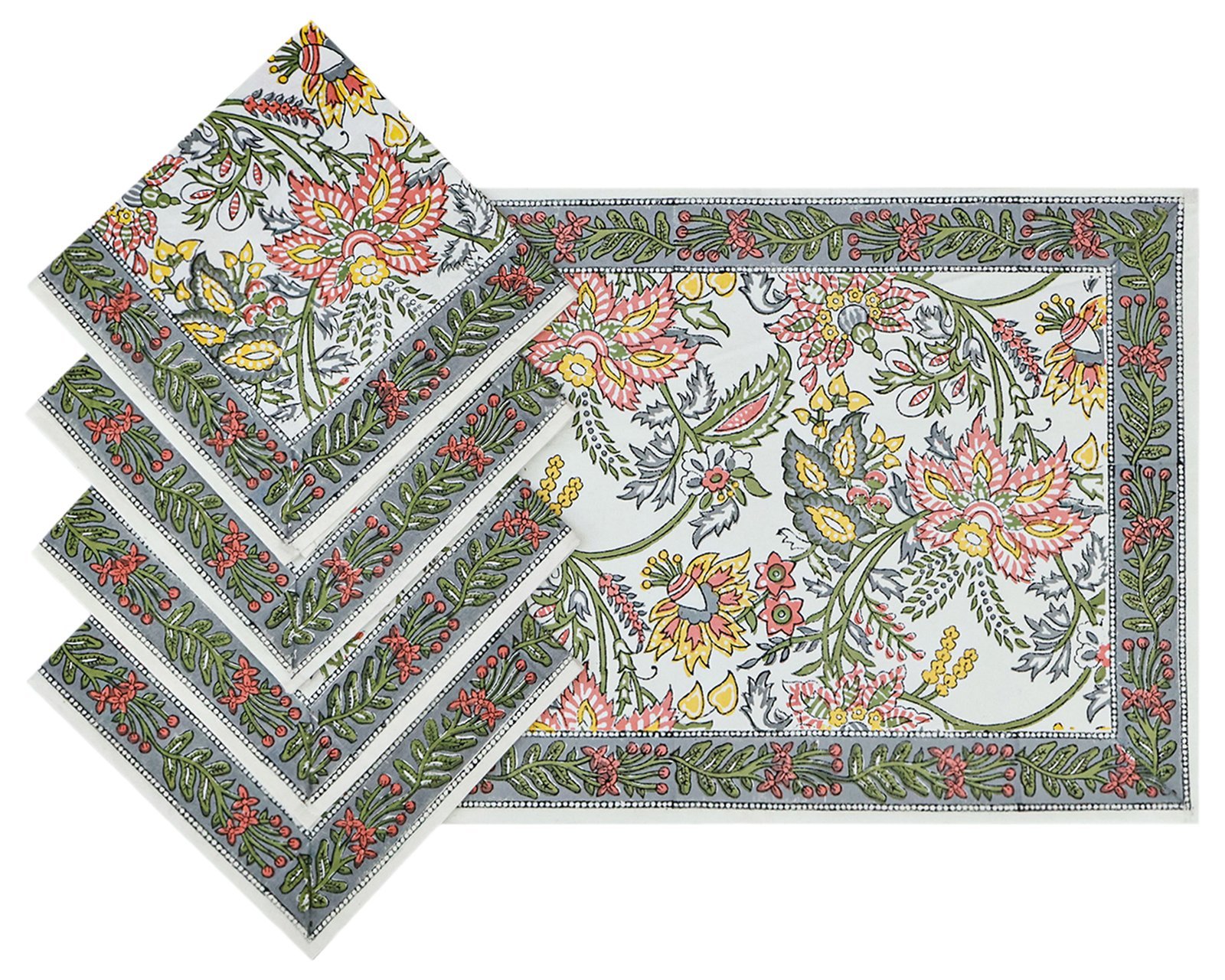 Designer Handblock Printed Square Napkin with Unique Artwork - Image 5