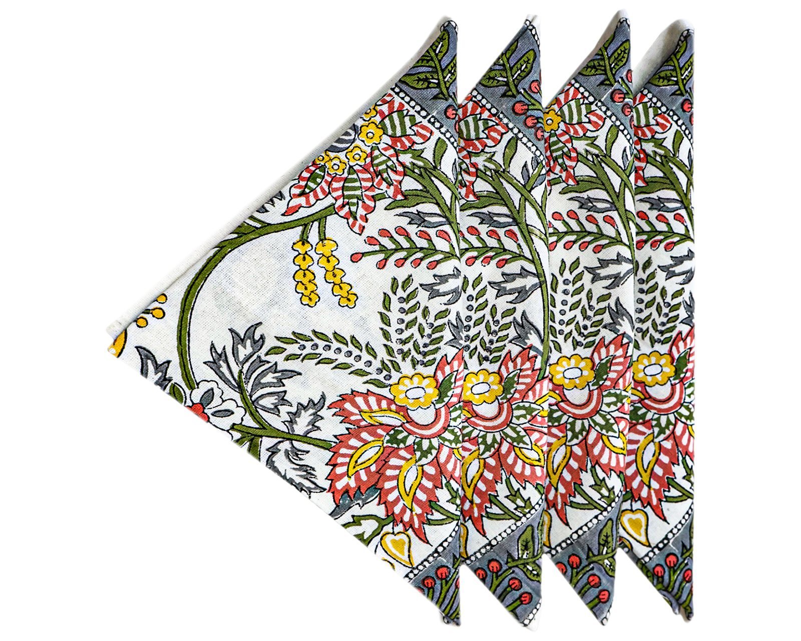 Designer Handblock Printed Square Napkin with Unique Artwork - Image 6