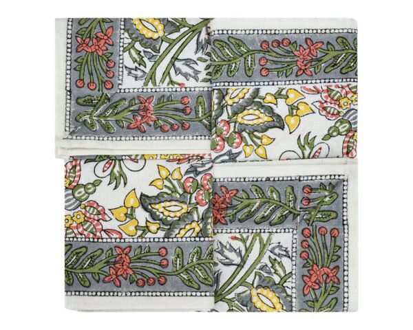 Designer Handblock Printed Square Napkin with Unique Artwork - Image 7