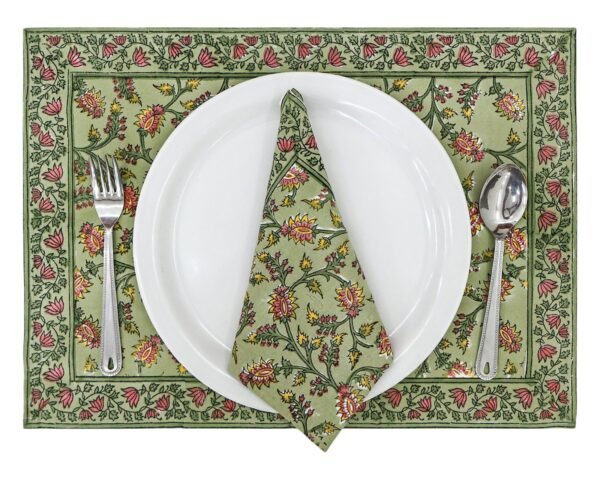 Handmade Handblock Printed Rectangle Napkin with Premium Cotton - Image 6