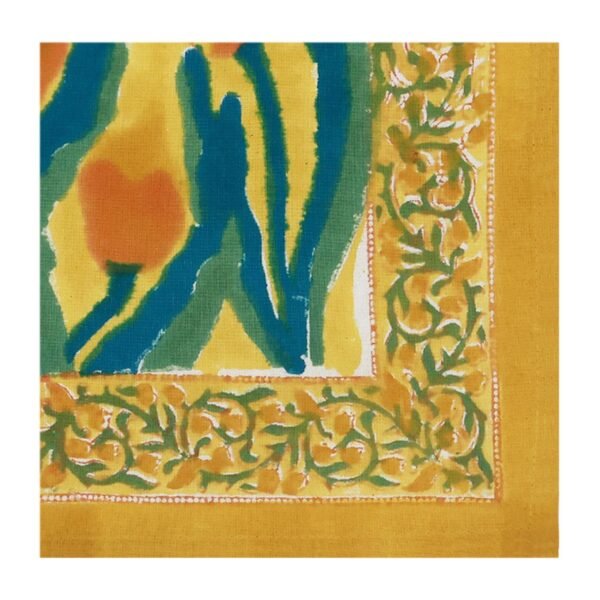 Handmade Handblock Printed Square Napkin with Artistic Prints - Image 3