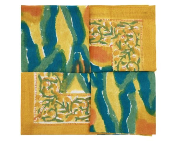 Handmade Handblock Printed Square Napkin with Artistic Prints - Image 6