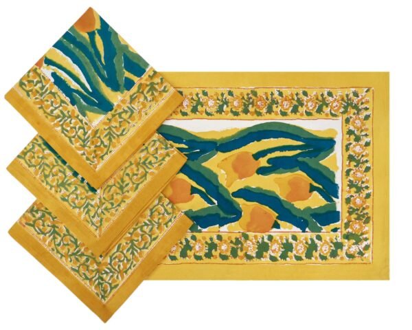 Handmade Handblock Printed Square Napkin with Artistic Prints - Image 7